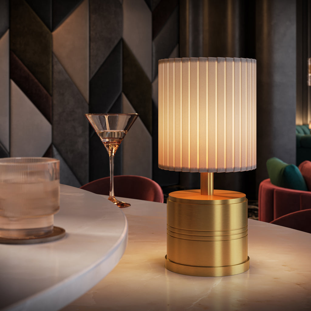 Luxe Cordless Table Lamp in a luxury hotel lobby lounge - Insight Cordless Lighting