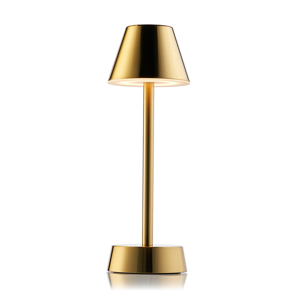 Fondant Small Table Lamp in Ivory and Soft Brass with Linen Shade