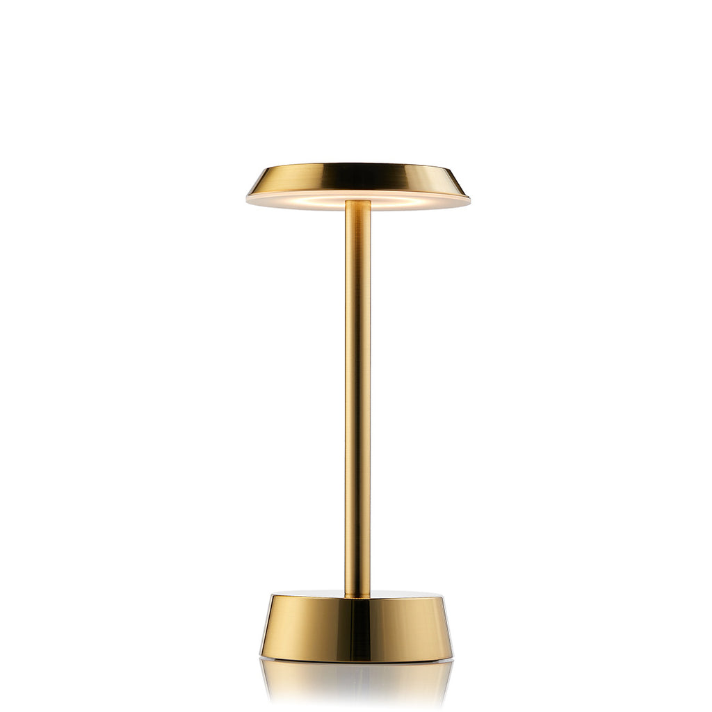 Sofia Flat Cordless Table Lamp, Brass